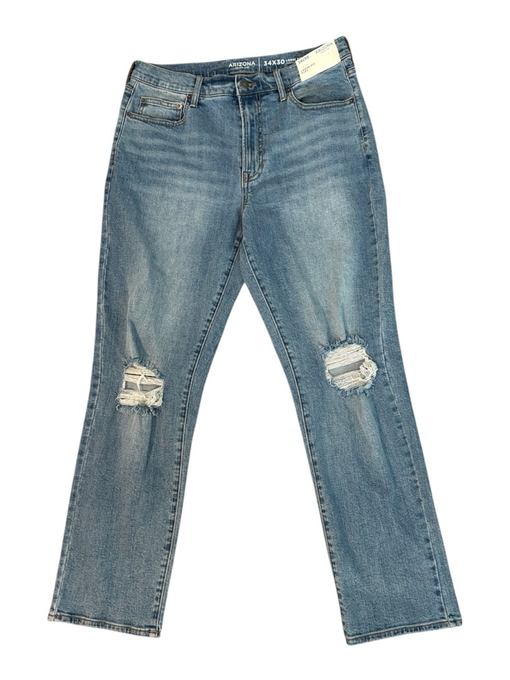 NWT Loose Fit Flex 34 x 30 Men’s Arizona Jean Company Distressed Denim